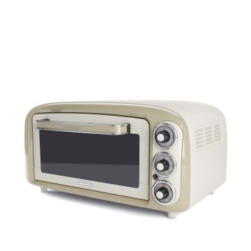 Ariete 979 Forno Elettrico di Design 18 Litri - Ideale per pizza da 30 cm - Doppio vetro - 1380 Watt - Acciaio Inox - Linea Vintage - Beige