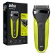 Braun Series 3 300 Rasoio Elettrico Barba, Nero/Verde Elettrico 3