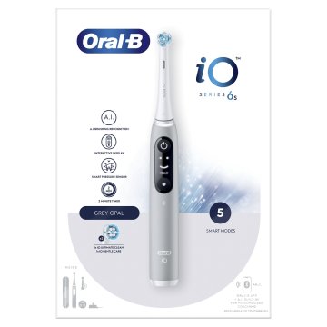 Oral-B iO Spazzolino Elettrico Ricaricabile 6S Grigio, 2 Testine, 1 Custodia Da Viaggio, 1 Spazzolino