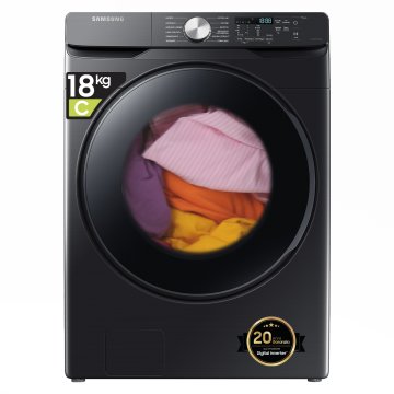 Samsung WF18T8000GV/ET lavatrice a caricamento frontale Grandi Capacità 18 kg Classe C 1100 giri/min, Body nero + porta nera