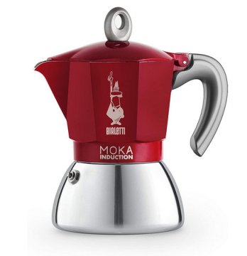 Bialetti Moka Induktion 0,28 L Rosso, Acciaio inox