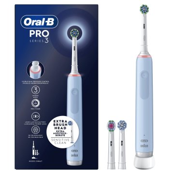 Oral-B PRO Spazzolino Elettrico Ricaricabile 3 3700 Blu, 3 testine, 1 Spazzolino