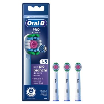 Oral-B Testine Di Ricambio Pro 3D Bianco, 3 Testine