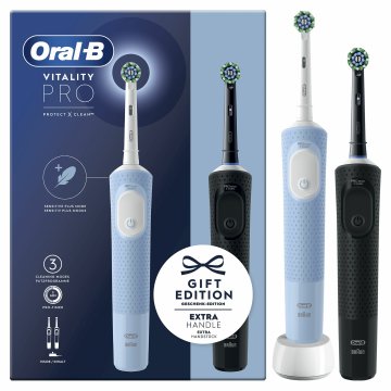 Oral-B Vitality Pro Duo Adulto Spazzolino rotante-oscillante Nero, Blu, Bianco