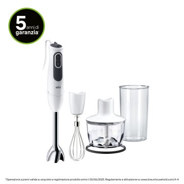 Braun Minipimer MultiQuick MQ3135WH SAUCE Frullatore ad immersione Bianco Grey