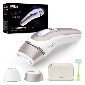 Braun Epilatore Luce Pulsata Smart Skin I·Expert, Epilazione A Casa Tua, Custodia, Rasoio Donna Venus, 2 Testine, PL7147