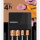 Duracell Caricabatterie 4 ore + 2xAA, 2xAAA 2