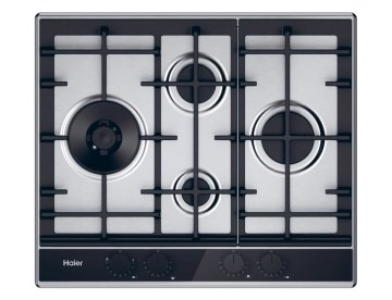 Haier Series 4 HAHG6D5XH Nero, Acciaio inox Da incasso 60 cm Gas 4 Fornello(i)