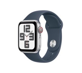 Apple Watch SE GPS + Cellular Cassa 40mm in Alluminio Argento con Cinturino Sport Blu Tempesta - S/M