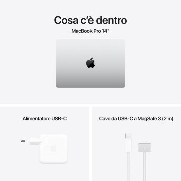 Apple MacBook Pro 14": Chip M4 Pro con cpu 12 core e gpu 16 core, 512GB SSD - Argento