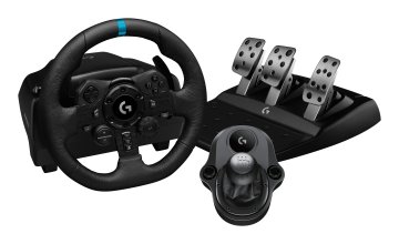 Logitech G Kit da corsa Logitech G923 SE: volante da corsa e pedali G923, TRUEFORCE, vera pelle + leva del cambio Driving Force - Per PS5, PS4, PC, Mac - Nero