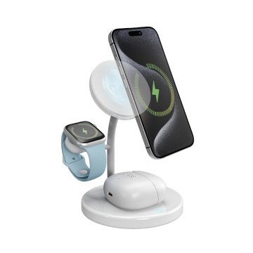 SBS TEWIR3IN1QI2MFI Caricabatterie per dispositivi mobili Auricolare, Smartphone, Orologio intelligente Bianco Carica wireless Interno