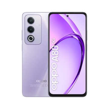 OPPO A80 5G Smartphone, AI Doppia Fotocamera 50+2MP, Selfie 8MP, Display 6.67” 120HZ LCD HD+, 5100mAh, RAM 16 GB (8+8) + ROM 256GB, IP54, [Versione Italia], Moonlight Purple