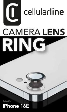 Cellularline Camera Lens Ring - iPhone 16E Vetro temperato per la protezione della fotocamera