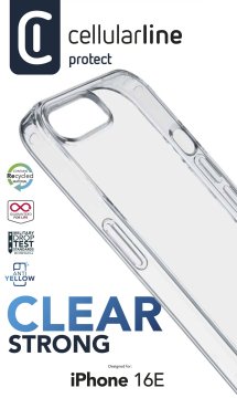 Cellularline Clear Strong - iPhone 16E Custodia rigida con bordi in gomma