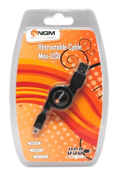 NGM-Mobile RETRACTMINIUSB cavo USB 0,8 m USB A Mini-USB A Nero