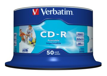 Verbatim CD-R AZO Wide Inkjet Printable no ID 700 MB 52x 50 pz