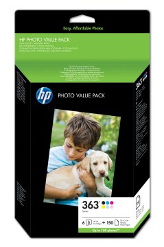 HP Pachet de valoare foto seria 363 - 150 coli/10 x 15 cm cartuccia d'inchiostro 1 pz Nero, Ciano, Ciano chiaro, Magenta chiaro, Magenta, Giallo