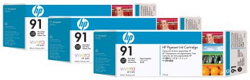 HP 91 3-pack 775-ml Photo Nero DesignJet Pigment Ink Cartridges cartuccia d'inchiostro 1 pz Originale Nero per foto