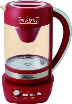 Ariete Twinings teiera in vetro per la preparazione del tè 1 L 2200 W Rosso, Argento