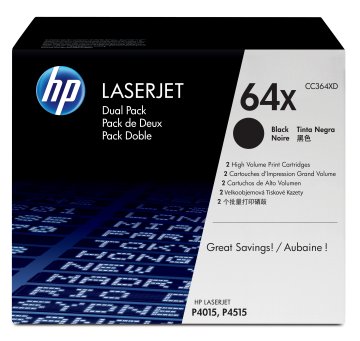 HP Confezione da 2 cartucce originali di Toner nero ad alta capacità LaserJet 64X