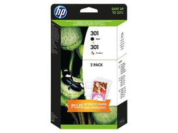 HP 301 cartuccia d'inchiostro 2 pz Originale Resa elevata (XL) Nero, Ciano, Magenta, Giallo