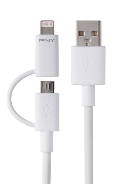PNY C-UA-UULN-W01-01 cavo USB USB A Micro-USB B/Lightning Bianco