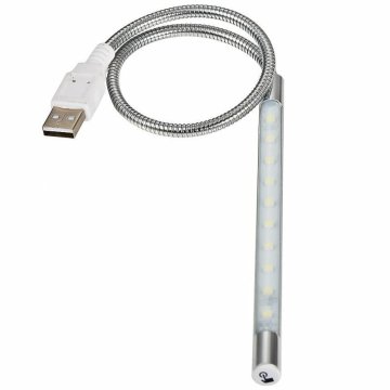 Techly Lampada USB 40cm Flessibile 10LED Dimmerabile per Notebook, Argento (IUSB-LIGHT10)