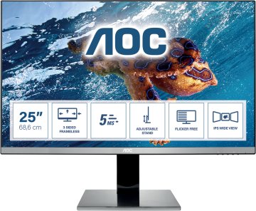 AOC Q2577PWQ LED display 63,5 cm (25") 2560 x 1440 Pixel Quad HD Nero, Argento
