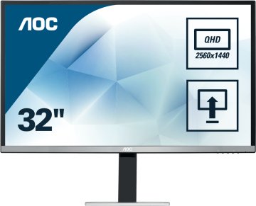 AOC Q3277PQU Monitor PC 81,3 cm (32") 2560 x 1440 Pixel Quad HD LED Nero, Argento