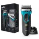 Braun Series 3 ProSkin 3080s Rasoio Barba Elettrico A Lamina Wet&Dry Ricaricabile Nero/Blu 3