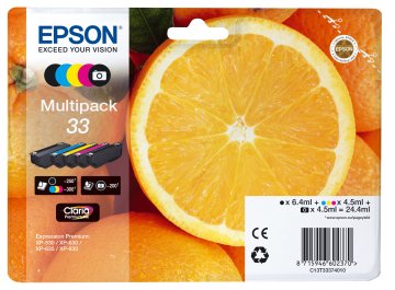Epson Oranges 33 CMYK/PHBK 5-pack cartuccia d'inchiostro 1 pz Originale Resa standard Nero, Ciano, Magenta, Nero per foto, Giallo