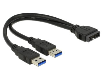 DeLOCK 0.25m USB3.0/2xUSB3.0 cavo USB 0,25 m USB 3.2 Gen 1 (3.1 Gen 1) 2 x USB A Nero