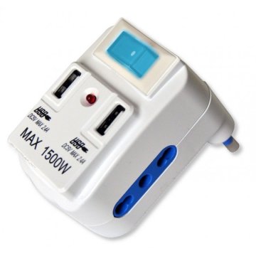 Techly IUPS-PCP-2I2U adattatore per presa di corrente Bianco