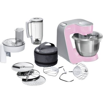 Bosch MUM58K20 robot da cucina 1000 W 3,9 L Grigio, Rosa, Acciaio inox