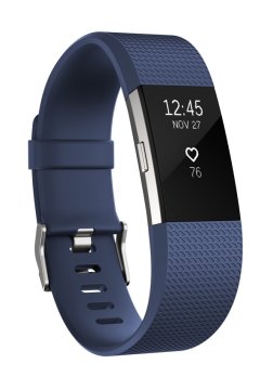 Fitbit Charge 2 OLED Braccialetto per rilevamento di attività Blu, Argento