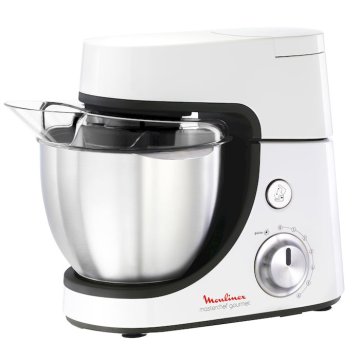 Moulinex Masterchef Gourmet robot da cucina 900 W 4,6 L Nero, Acciaio inox, Bianco