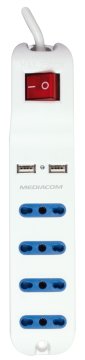 Mediacom M-PMU42 prolunghe e multiple 4 presa(e) AC Interno Bianco