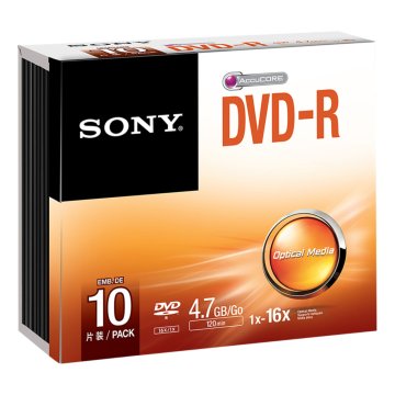Sony DVD-R 16x, 10 4,7 GB 10 pz