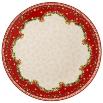 Villeroy & Boch Winter Bakery Delight Porcellana Beige, Verde, Rosso, Bianco Rotondo Piatto per torta