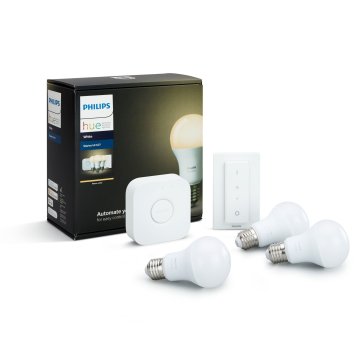 Philips Hue Bianco Starter kit: 3 lampadine connesse E27 (800)