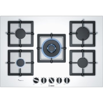 Bosch Serie 6 PPQ7A2B20 piano cottura Bianco Da incasso 75 cm Gas 5 Fornello(i)