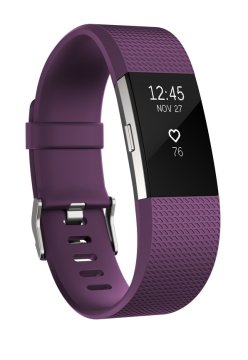 Fitbit Charge 2 OLED Braccialetto per rilevamento di attività Viola, Argento