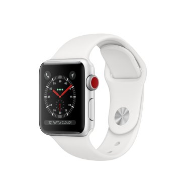 Apple Watch Series 3 GPS + Cellular, 38mm in alluminio argento con cinturino Sport Bianco