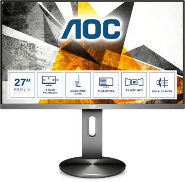 AOC 90 Series Q2790PQU/BT Monitor PC 68,6 cm (27") 2560 x 1440 Pixel Quad HD LED Grigio