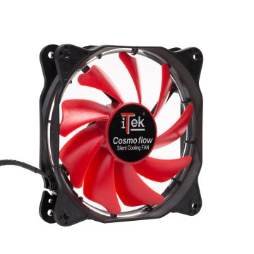 itek Cosmo Flow Case per computer Ventilatore 12 cm Nero, Rosso