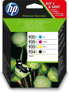 HP Confezione da 4 cartucce di inchiostro originale ad alta capacità 934XL nei colori nero/935XL ciano/magenta/giallo