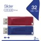 Verbatim Slider - Memoria USB - 2x32 GB, Blu, Rosso 15