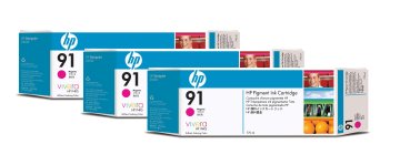 HP 91 3-pack 775-ml Magenta DesignJet Pigment Ink Cartridges cartuccia d'inchiostro 1 pz Originale
