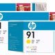 HP 91 3-pack 775-ml Yellow DesignJet Pigment Ink Cartridges cartuccia d'inchiostro 1 pz Originale Giallo 2